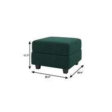 Load image into Gallery viewer, 26" Teal Blue and Black Solid Wood and Microfiber Storage Ottoman