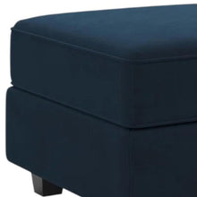 Load image into Gallery viewer, 26" Teal Blue and Black Solid Wood and Microfiber Storage Ottoman