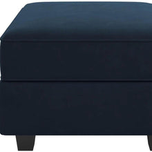 Load image into Gallery viewer, 26" Teal Blue and Black Solid Wood and Microfiber Storage Ottoman