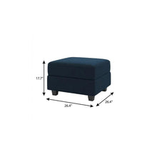 Load image into Gallery viewer, 26" Teal Blue and Black Solid Wood and Microfiber Storage Ottoman