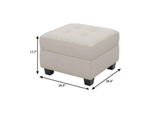 Load image into Gallery viewer, 26" Gray and Black Solid Wood and Linen Tufted Storage Ottoman