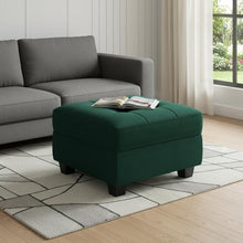 Load image into Gallery viewer, 26" Gray and Black Solid Wood and Linen Tufted Storage Ottoman