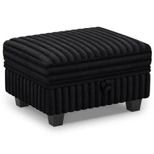 Load image into Gallery viewer, 30" Black Faux Fur Storage Ottoman
