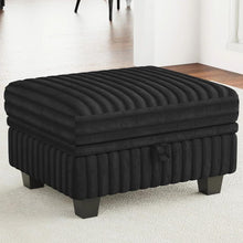 Load image into Gallery viewer, 30" Black Faux Fur Storage Ottoman