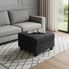Load image into Gallery viewer, 25" Black Velvet Storage Ottoman