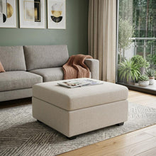 Load image into Gallery viewer, 30" Beige and Black Chenille Storage Ottoman