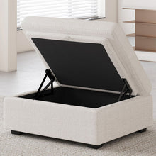 Load image into Gallery viewer, 30" Beige and Black Chenille Storage Ottoman