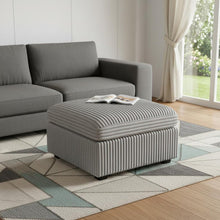 Load image into Gallery viewer, 30" Beige and Black Chenille Storage Ottoman