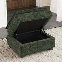 Load image into Gallery viewer, 30" Green and Black Chenille Storage Ottoman