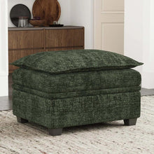 Load image into Gallery viewer, 30" Green and Black Chenille Storage Ottoman