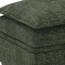 Load image into Gallery viewer, 30" Green and Black Chenille Storage Ottoman