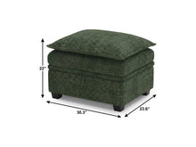 Load image into Gallery viewer, 30" Green and Black Chenille Storage Ottoman