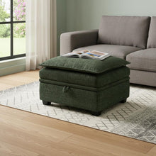 Load image into Gallery viewer, 30" Green and Black Chenille Storage Ottoman