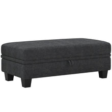 Load image into Gallery viewer, 46" Beige and Black Chenille Storage Ottoman
