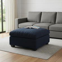Load image into Gallery viewer, 32" Beige and Black Velvet Ottoman