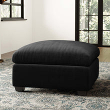 Load image into Gallery viewer, 32" Beige and Black Velvet Ottoman