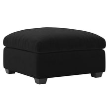 Load image into Gallery viewer, 32" Beige and Black Velvet Ottoman