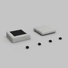 Load image into Gallery viewer, 32" Beige and Black Velvet Ottoman