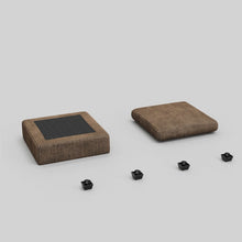 Load image into Gallery viewer, 32" Beige and Black Velvet Ottoman