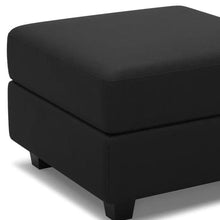 Load image into Gallery viewer, 26" Teal Blue and Black Solid Wood and Microfiber Storage Ottoman