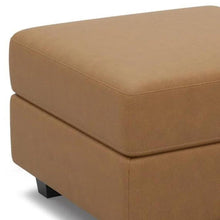 Load image into Gallery viewer, 26" Teal Blue and Black Solid Wood and Microfiber Storage Ottoman