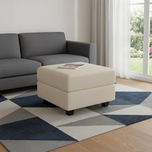 Load image into Gallery viewer, 26" Teal Blue and Black Solid Wood and Microfiber Storage Ottoman
