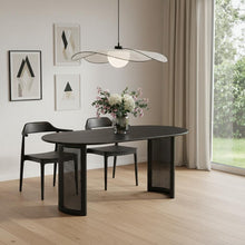 Load image into Gallery viewer, 66" Solid Wood Double Pedestal Base Oval Dining Room Table - Black
