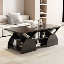 Load image into Gallery viewer, Geometric Engineered Coffee Table With Rounded Corners With Open Shelves
