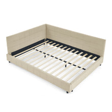 Load image into Gallery viewer, Mid-Century Storage Upholstered Tufted Bed Frame With Backrest And Armrests