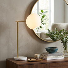 Load image into Gallery viewer, 21" White Round Globe Lamp With Globe Shade