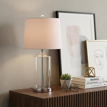 Load image into Gallery viewer, 25" Silver Bedside Lamp With Drum Shade