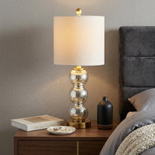 Load image into Gallery viewer, 21" Gold Globe Table Lamp With Drum Shade