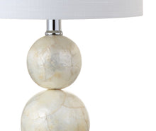 Load image into Gallery viewer, 19" Clear And Off White Globe Table Lamp With Drum Shade