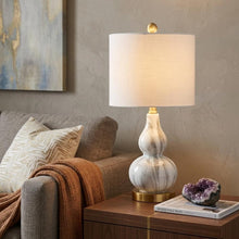 Load image into Gallery viewer, 21" Gold Gourd Table Lamp With Drum Shade