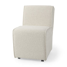 Load image into Gallery viewer, Fully Upholstered Boucle Dining Side Chair With Wheels - Cream