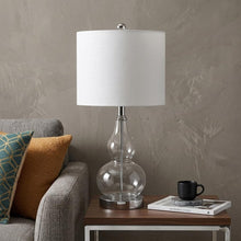 Load image into Gallery viewer, 21" Silver Gourd Bedside Lamp With Drum Shade