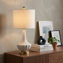 Load image into Gallery viewer, 22" Gold Urn Table Lamp With Drum Shade