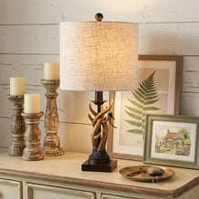 Load image into Gallery viewer, 21" Brown Table Lamp With Drum Shade
