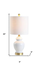 Load image into Gallery viewer, 20" White And Gold Urn Table Lamp With Drum Shade