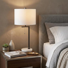 Load image into Gallery viewer, 25" White Novelty Table Lamp With Drum Shade