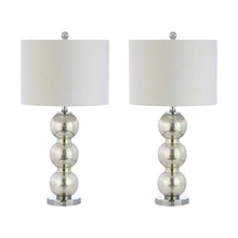 Load image into Gallery viewer, Set of Two 27" Silver Novelty Table Lamps With Drum Shades
