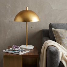Load image into Gallery viewer, 21" White Round Table Lamp With Globe Shade