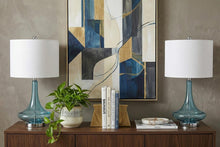 Load image into Gallery viewer, Set of Two 26" Silver Novelty Table Lamps With Drum Shades