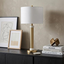 Load image into Gallery viewer, 27" Gold Novelty Table Lamp With Drum Shade