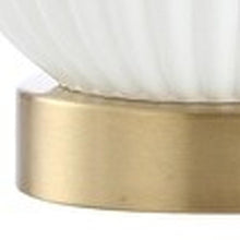 Load image into Gallery viewer, 20" Gold Globe Globe Lamp With Drum Shade