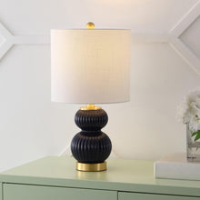 Load image into Gallery viewer, 20" Navy Blue And Gold Gourd Table Lamp With Drum Shade