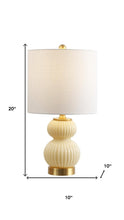 Load image into Gallery viewer, 20" Gold Gourd Table Lamp With Drum Shade