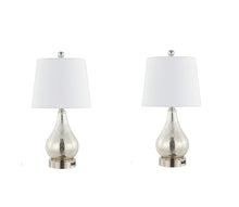 Load image into Gallery viewer, Set of Two 21" Nickel Gourd Table Lamps With Empire Shades