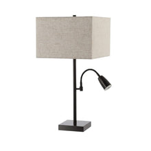 Load image into Gallery viewer, Set of Two 26" Antiqued Bronze Swing Arm Table Lamps With Square Shades