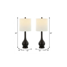 Load image into Gallery viewer, Set of Two 24" Antiqued Bronze Gourd Table Lamps With Drum Shades